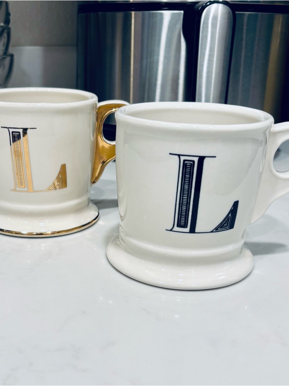 🔥 BUNDLE: Anthropologies - White Ceramic Initial L Mugs